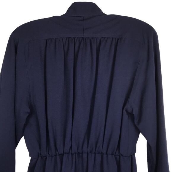 Vintage Rouie Long Sleeve Shirt Dress Button Front Navy Pockets Career Size 8 - Picture 11 of 16
